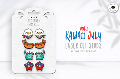 Kawaii 4th of July Stud Earrings | Patriotic Laser SVG Product Image 1