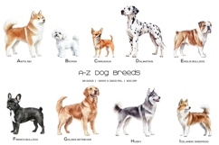 Watercolor alphabet dog breeds clipart ABC dogs set Product Image 2