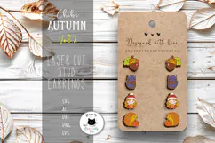 Chibi Fall Stud Earrings Vol.2 | Fall Jewelry SVG Product Image 1