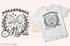 Game Day Volleyball Mama Coquette Bow SVG T-shirt Design Product Image 2