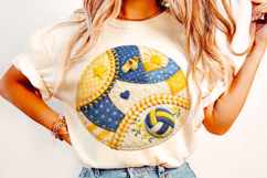 Volleyball Patchwork PNG, Volleyball Mama PNG, Sports PNG Product Image 3