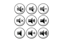 Volume control icon set adjusting audio level Product Image 1
