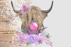 highland COW with flowers Sublimation design PNG Product Image 4