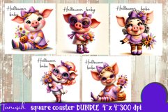 Halloween Animal square coaster sublimation PNG Product Image 4