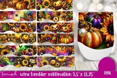 FALL Pumpkin &amp; Sunflowers Wine Tumbler sublimation bundle Product Image 2