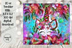 Watercolor Christmas Unicorn 20 oz tumbler Sublimation Product Image 3