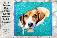20oz glitter BEAGLE tumbler peeking dog Sublimation PNG Product Image 3