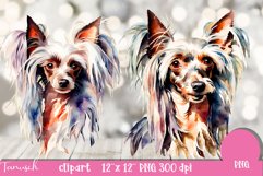watercolor Chinese Crested clipart Dog sublimation PNG Product Image 2