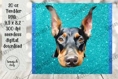 20oz glitter DOBERMAN tumbler peeking dog Sublimation PNG Product Image 7