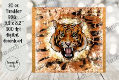 Tiger in fire &amp; glitter 20oz tumbler Sublimation full wrap Product Image 4