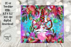 Watercolor Christmas Unicorn 20 oz tumbler Sublimation Product Image 3