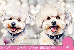watercolor Bichon Frise Dog sublimation clipart PNG Product Image 3