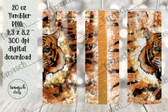 Tiger in fire &amp; glitter 20oz tumbler Sublimation full wrap Product Image 3