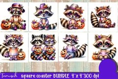 Halloween Animal square coaster sublimation PNG Product Image 3