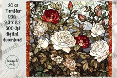 stained glass white roses sublimation 20oz tumbler Product Image 3