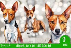 watercolor basenji sublimation clipart PNG Product Image 5