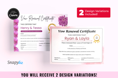 Printable Vow Renewal Certificate Canva Template Product Image 1