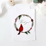 Watercolor Christmas wreath clipart with cardinal bird Product Image 7
