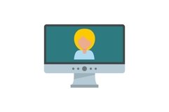 Video conference icon, flat style Product Image 1