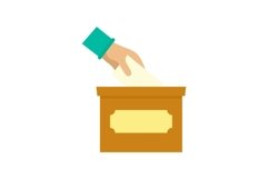 Hand put in election box icon, flat style Product Image 1