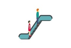 People at escalator icon, flat style Product Image 1