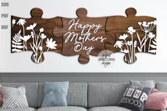 Happy Mothers Day Sign SVG | Floral Wall Puzzle SVG Product Image 1