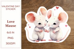 Love Cute Mouse| Valentines Sticker | Watercolor PNG Product Image 1