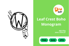 Leaf Crest Boho Monogram - Hand Drawn Botanical Letters Product Image 1