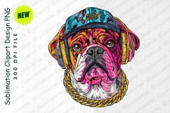 Cool Bulldog Clipart Png With Headphones PNG Product Image 1