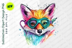 Colorful Fox Wearing Snorkel Gear Clipart Png Product Image 1
