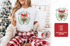 Holly Jolly Christmas Wreath Holiday T-Shirt Design SVG Product Image 1