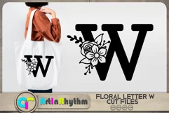 Floral letter W svg cut file / Botanical alphabet SVG Product Image 1