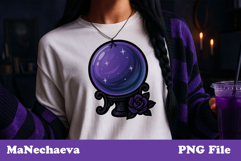 Purple Crystal Ball with Rose | Gothic Halloween PNG Product Image 1