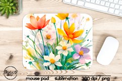 Watercolor spring flowers mouse pad sublimation Product Image 1