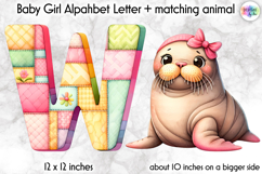 Cute Patchwork Baby Alphabet and Baby Animals PNG, Monogram Product Image 1