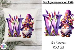 Garden Gnome Alphabet Letters | Spring Flowers Monogram PNG Product Image 1
