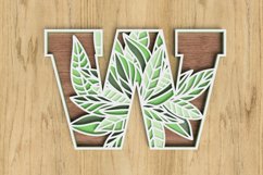 Layered Botanical Alphabet Laser Cut File - Letter W Product Image 1