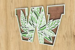 Layered Botanical Alphabet Laser Cut File - Letter W Product Image 3