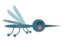 Flying mosquito character in childish cartoon style Product Image 1