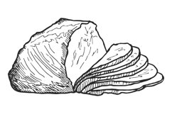 Ham cut. Slice of fresh tasty meat in hand drawn style Product Image 1