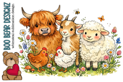Whimsical Little Farm Animals Clipart Product Image 1