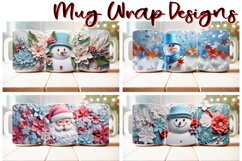 100 Christmas Mug Wrap Bundle, 3D Snowman Sublimation PNG Product Image 11