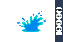 Blue water splash vector illustration with droplets and flui Product Image 1
