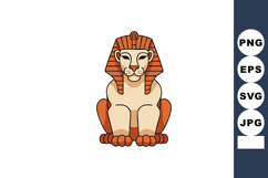 Egyptian Sphinx Lion Statue Vector Illustration with Orange Product Image 1