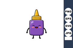 Cute purple glue bottle with yellow cap smiling cartoon char Product Image 1