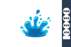 Blue Water Splash Vector Illustration with Droplets Design E Product Image 1