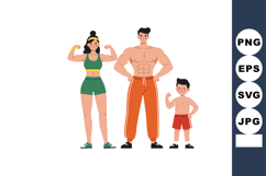 Family fitness strength training with muscular parents and c Product Image 1