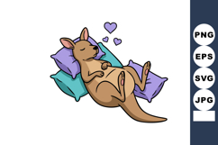 Sleeping kangaroo resting peacefully on colorful pillows wit Product Image 1