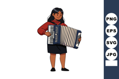 Girl playing accordion musical instrument vector illustratio Product Image 1