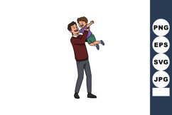 Father lifting happy son playing together joyful family mome Product Image 1